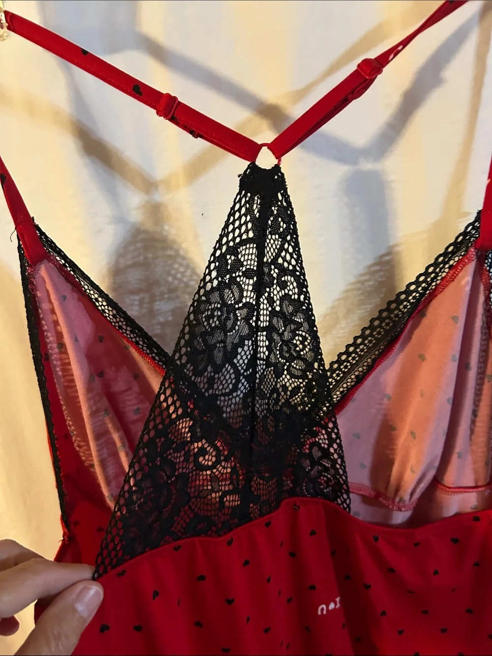 Secret Treasures Red Chemise with Black Lace Trim